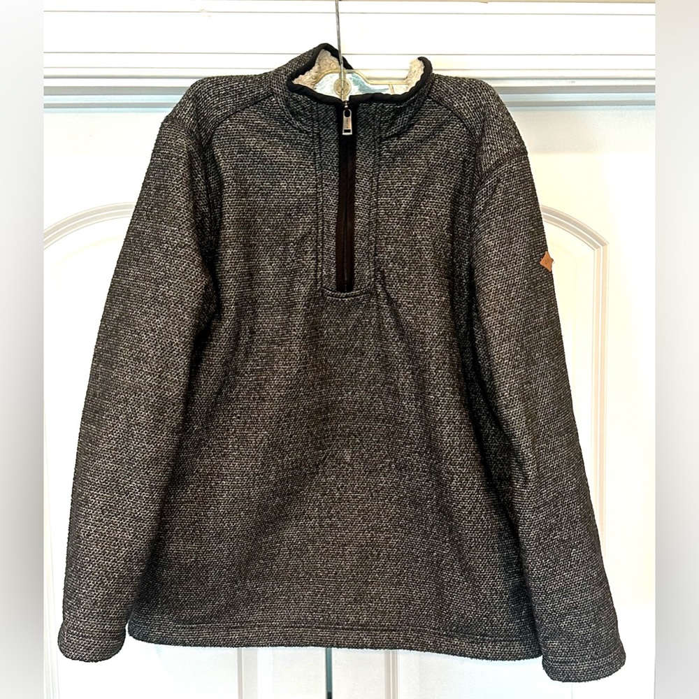 Orvis Men's 1/4 Zip Gray Pull Over Fleece Shepera  Lined Pocket Outerwear size M